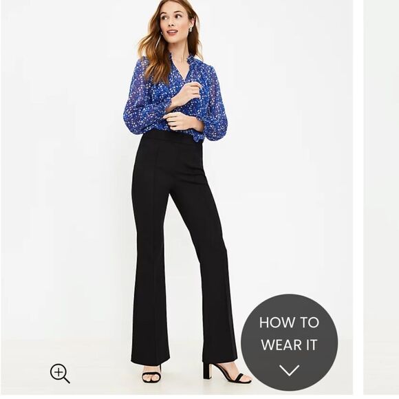 Loft Flare Pants in Bi-Stretch Black 8T Nwt - Picture 2 of 7